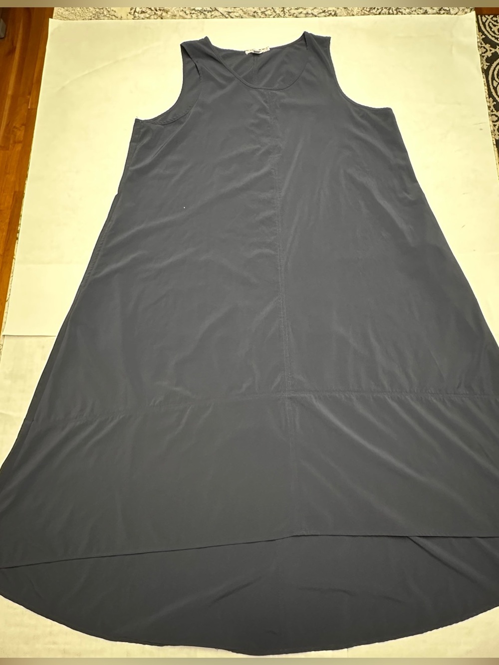 Chico’s Navy Blue Lightweight Stretchy High Low Tank Maxi Dress XL SZ 3 Pockets